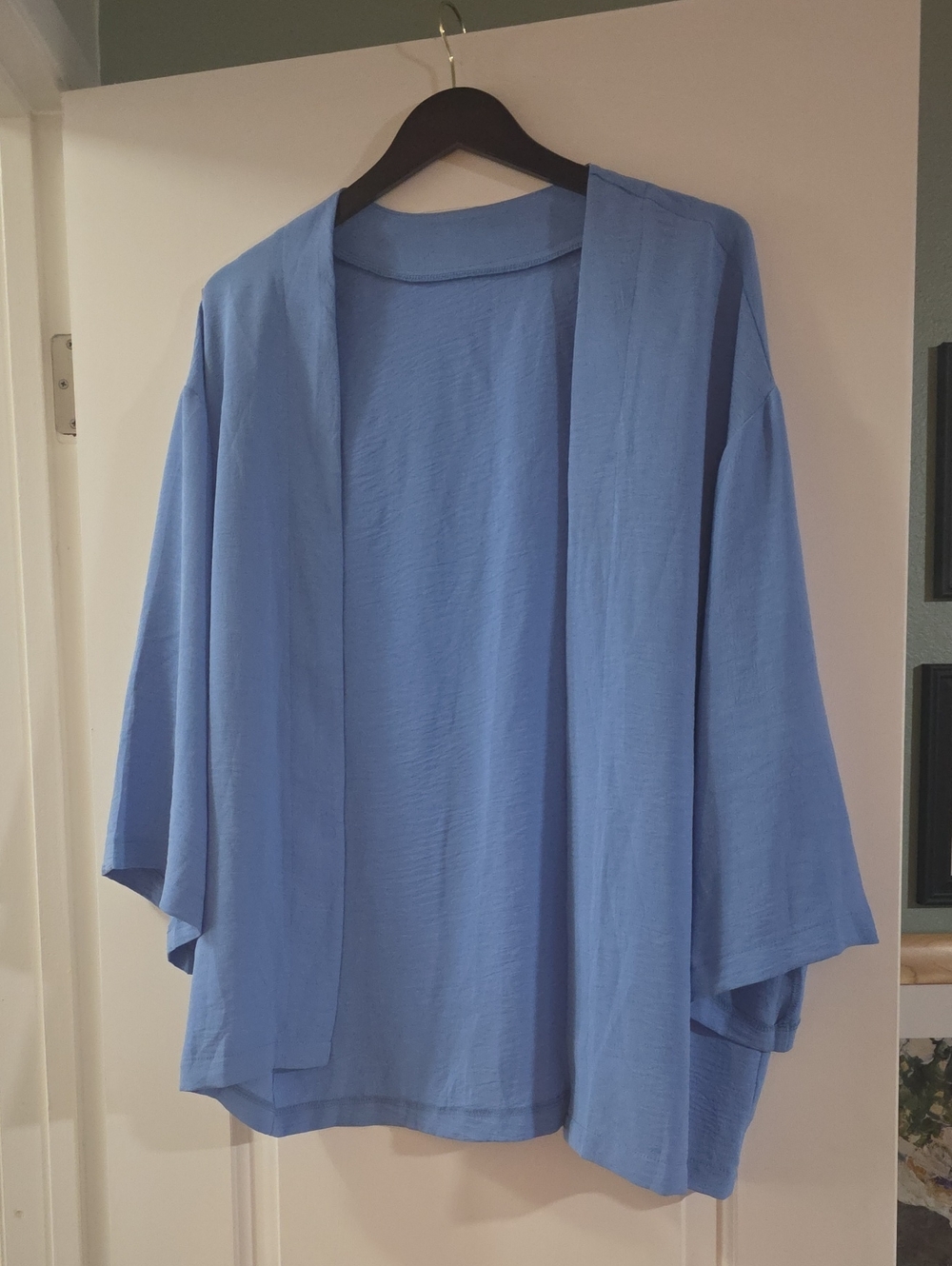 Light Blue Open Front Kimono Cardigan